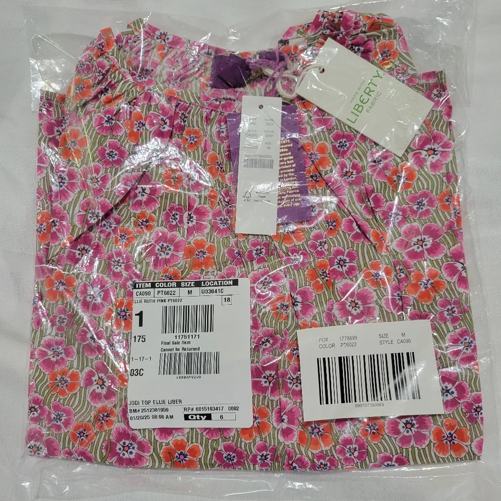 J Crew Tie-shoulder top in Liberty® Ellie fabric CA090 NWT - Picture 3 of 7